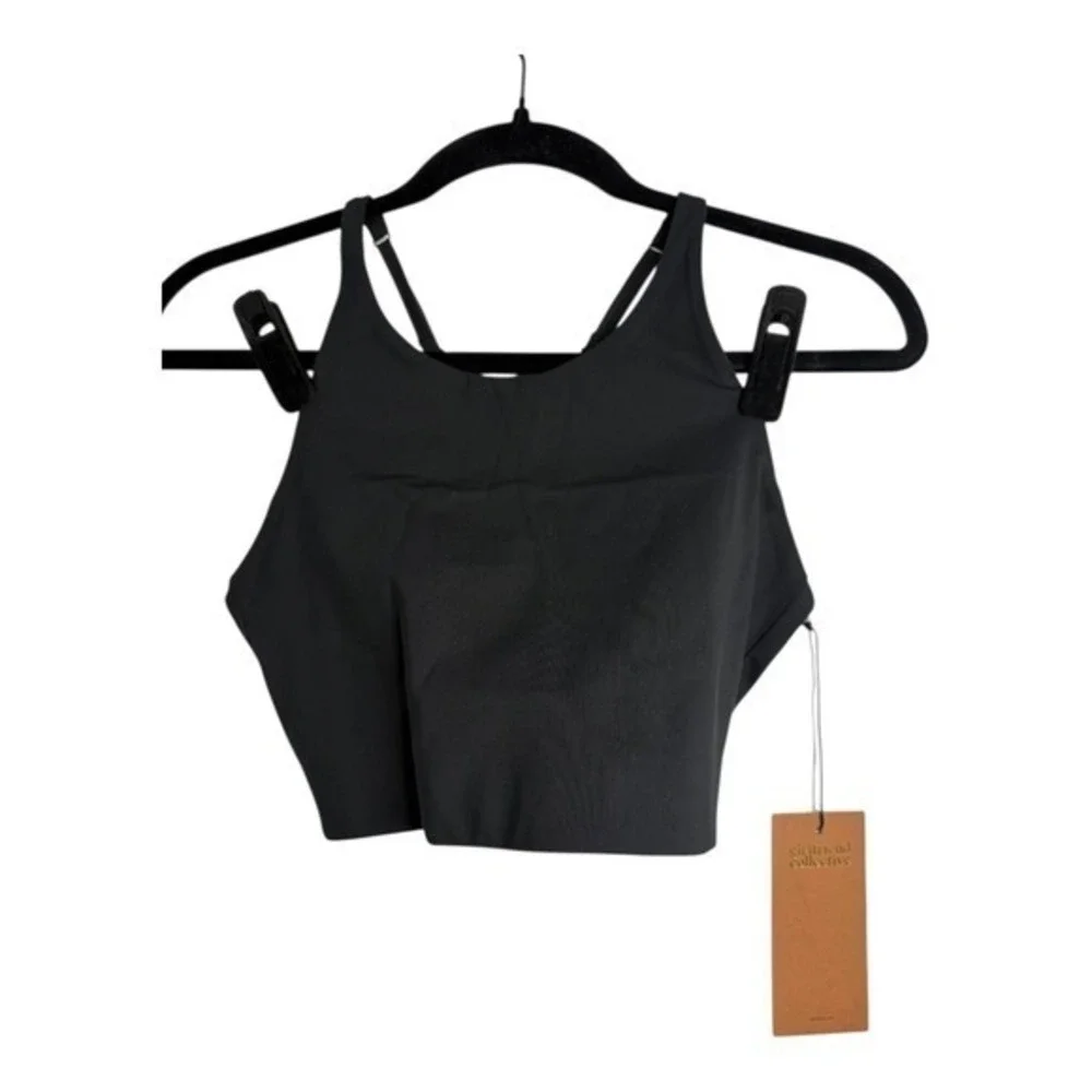 Girlfriend‎ Collective Topanga Sports Bra in Black Large NEW